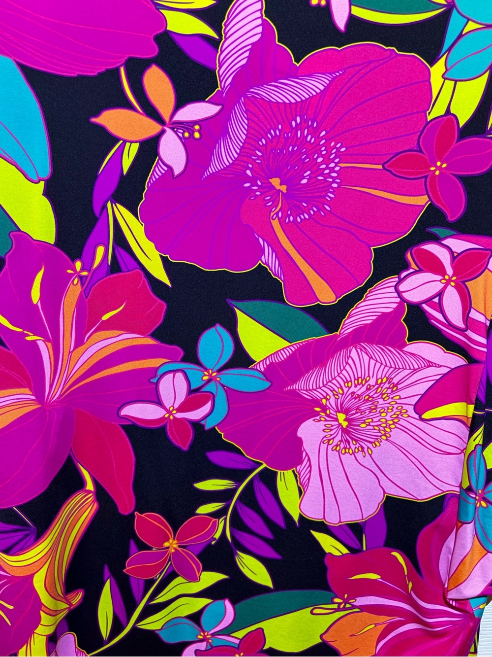 NWT Trina Turk Swim & Spa Floral Scoop Neck Cover Up Top in Black & Fuchsia. XL - Picture 2 of 8